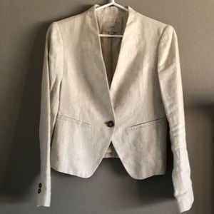 LOFT Linen Blazer In Oatmeal Size 0